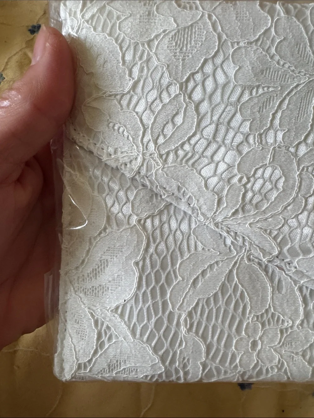 IMAN Winter White Lace Envelope Clutch